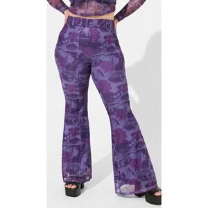 NWT Torrid Betsey Johnson Mesh Flare Pull-On Pants Purple Plus Size: 2X (18/20)